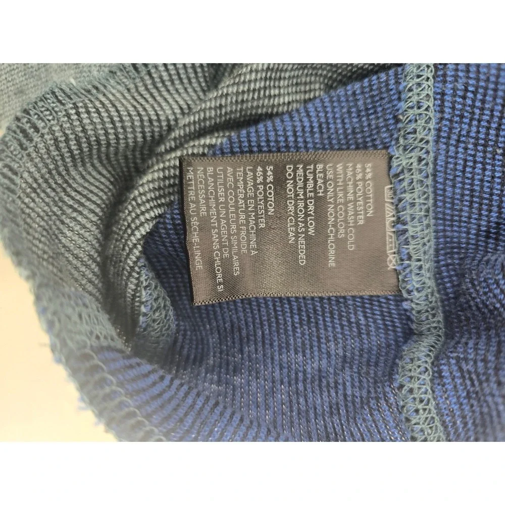 BDG Henley Shirt Mens Large Gray Blue Waffle Knit Long Sleeve Colorblock Thermal